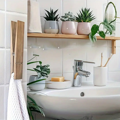 Minimalist Wooden Towel Clamp with Metal Spring