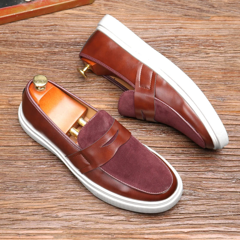 Oliver Mixed Material Loafers | Penny Strap Slip-On Loafers