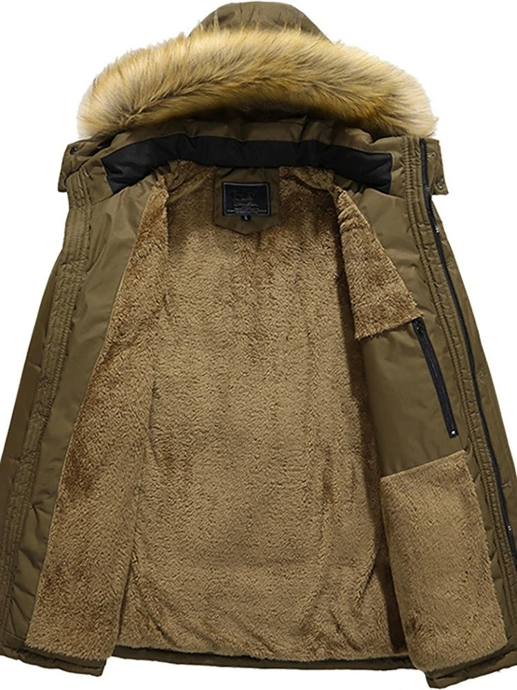 Oscar Padded Hooded Parka | Fur Trim Button Front Parka