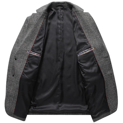 Men's Wool Blazer Notch Lapel Single Breasted