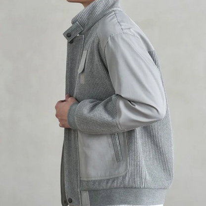 Oscar Relaxed Fit Bomber Jacket | Stand Collar Hip-Length Bomber Jacket