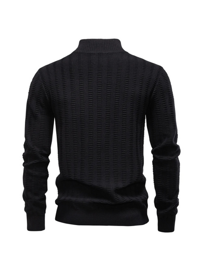 Oscar Regular Fit Quarter-Zip Pullover | Textured Ribbed Cuffs Pullover