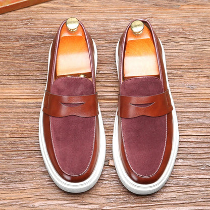 Oliver Mixed Material Loafers | Penny Strap Slip-On Loafers