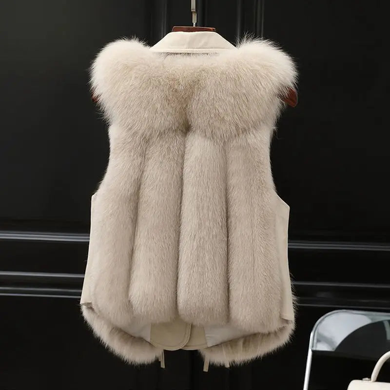 Isabella Relaxed Fit Gilet | Collared Fur Trim Gilet