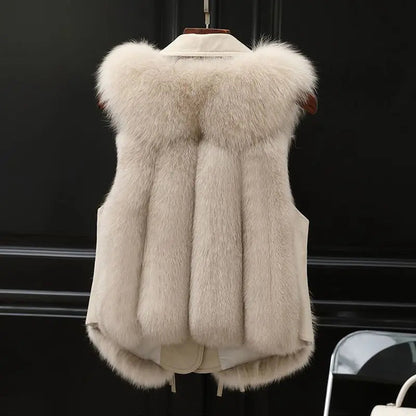 Isabella Relaxed Fit Gilet | Collared Fur Trim Gilet