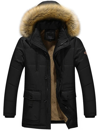 Oscar Padded Hooded Parka | Fur Trim Button Front Parka