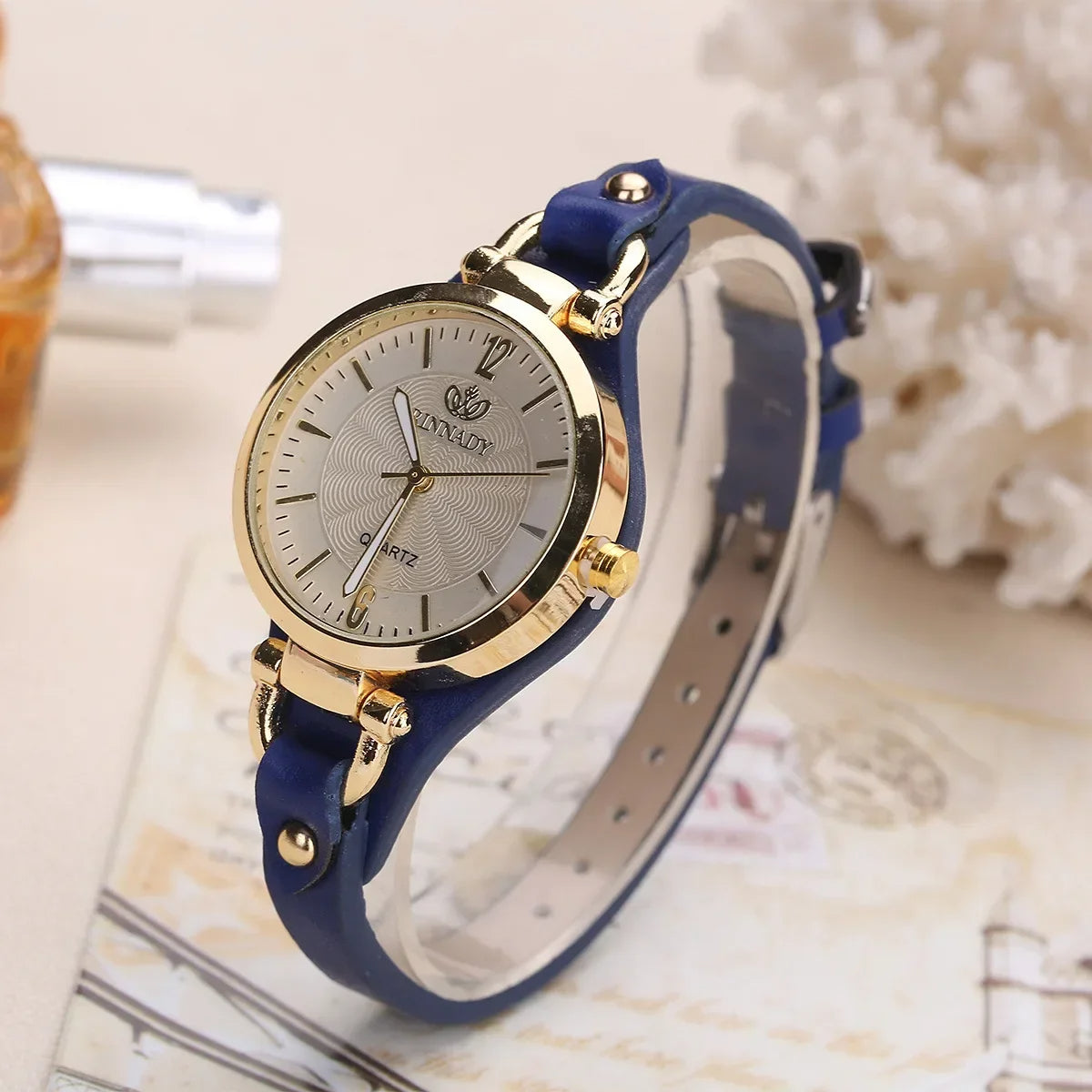 Isla Swirl Pattern Wristwatch | Gold-Tone Accents Round Dial Wristwatch