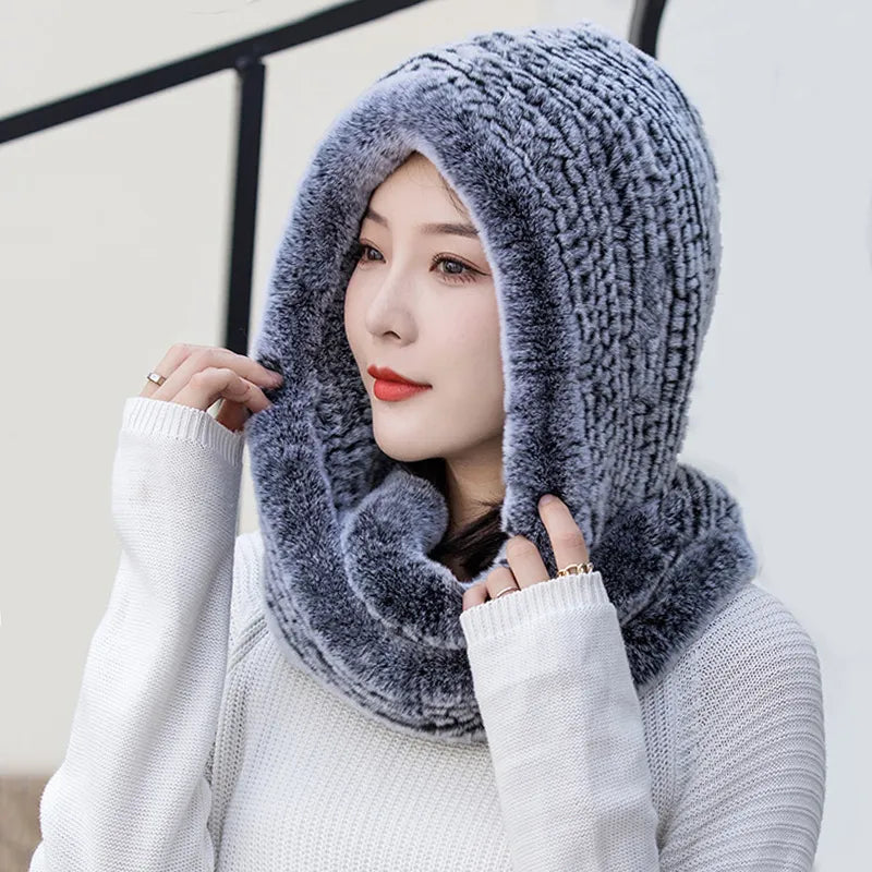 Rosie Ribbed Hooded Cowl Neck Hooded Scarf | Relaxed Fit Neck and Head Coverage Scarf