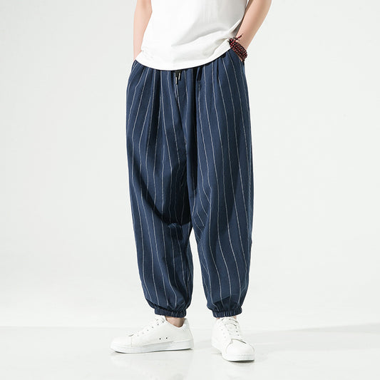 Men's Cotton Linen Ankle Cuff Harem Pants