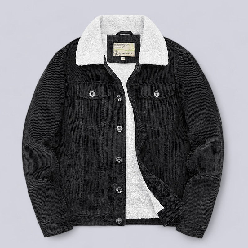 Arthur Regular Fit Corduroy Jacket | Sherpa Collar Button Front Jacket