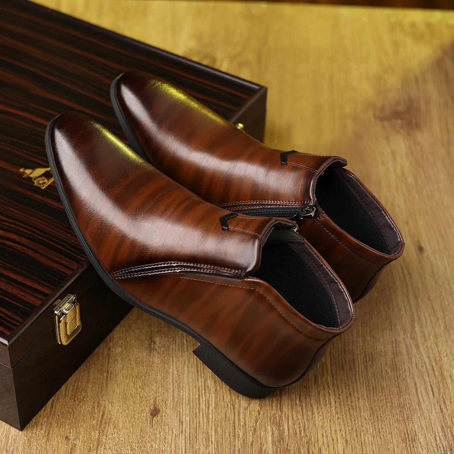 Thomas Pointed Toe Ankle Boots | Burnished Finish Business Casual Ankle Boots