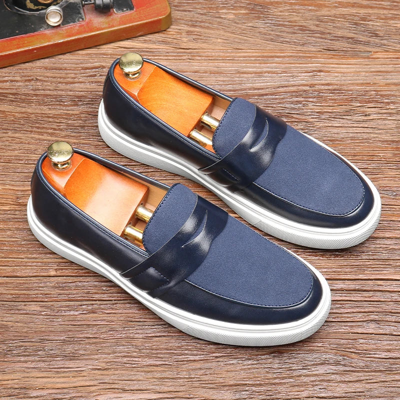 Oliver Mixed Material Loafers | Penny Strap Slip-On Loafers