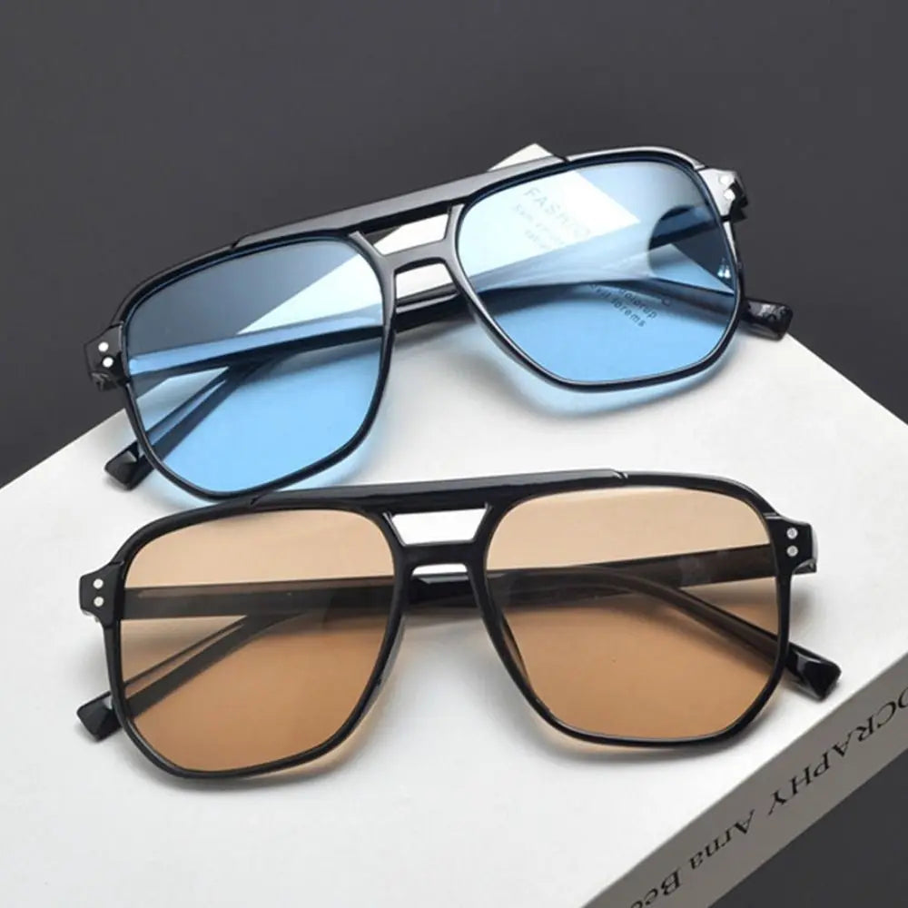 Charlie Solid Square Frame Sunglasses | Double Bridge Thick Frame Sunglasses