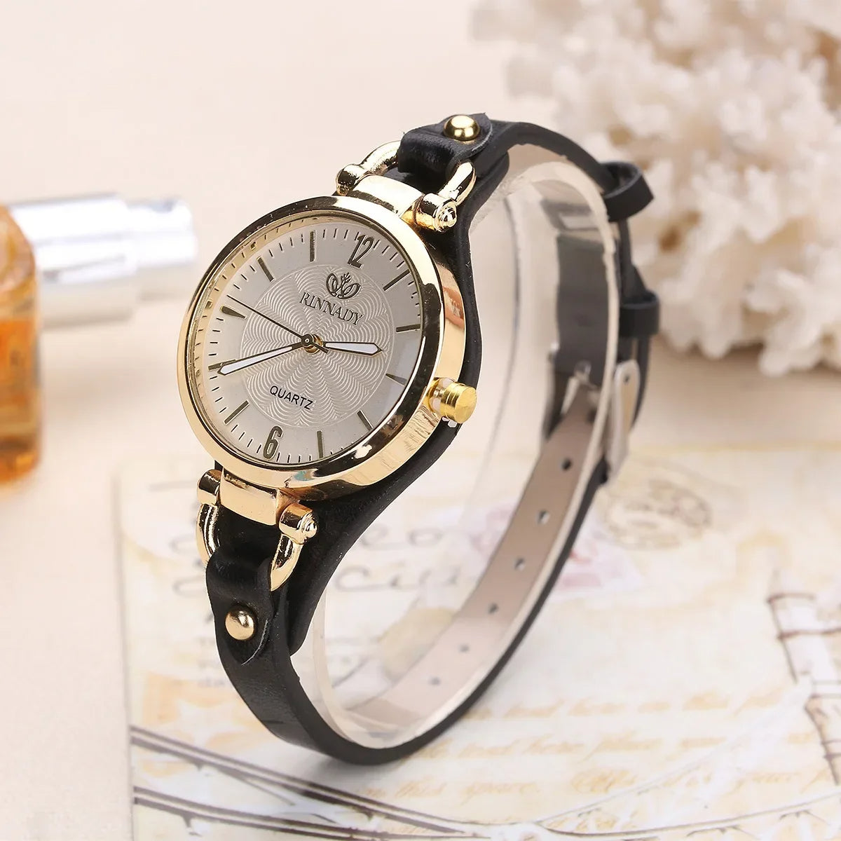 Isla Swirl Pattern Wristwatch | Gold-Tone Accents Round Dial Wristwatch