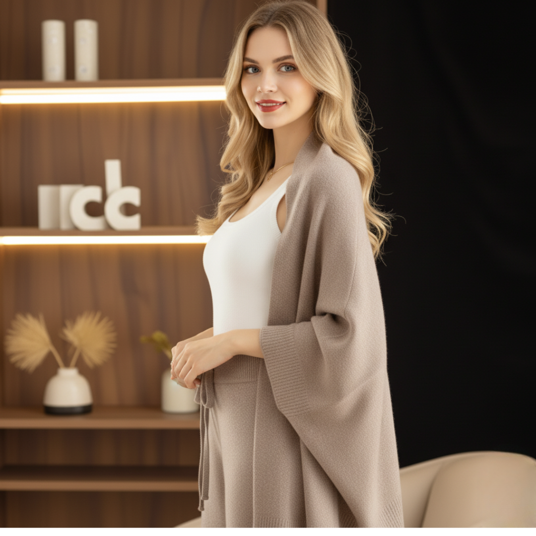 Rosie Relaxed Fit Shawl | Open Front Hip-Length Shawl