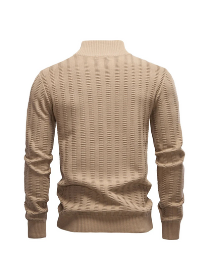 Oscar Regular Fit Quarter-Zip Pullover | Textured Ribbed Cuffs Pullover