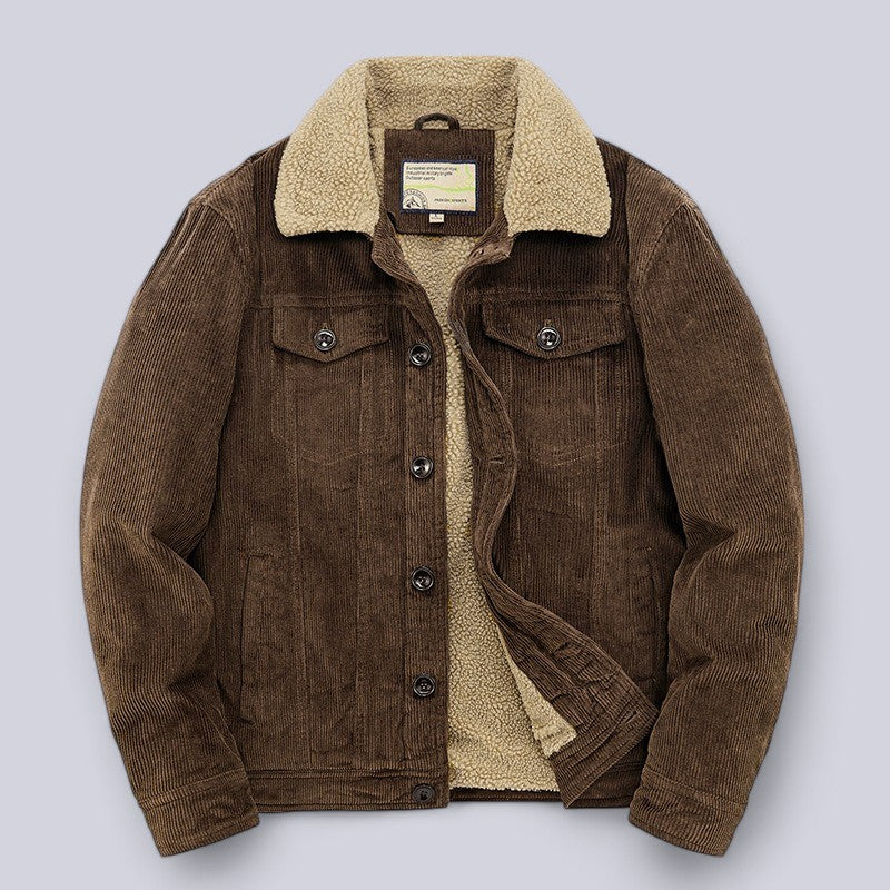 Arthur Regular Fit Corduroy Jacket | Sherpa Collar Button Front Jacket
