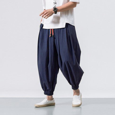 Men's Cotton-Blend Ankle Cuff Drawstring Pants