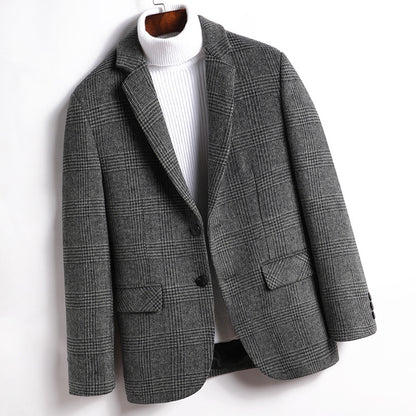 Men's Wool Blazer Notch Lapel Single Breasted