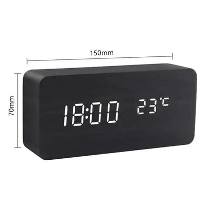 Minimalist Wooden LED Digital Clock with Temperature Display