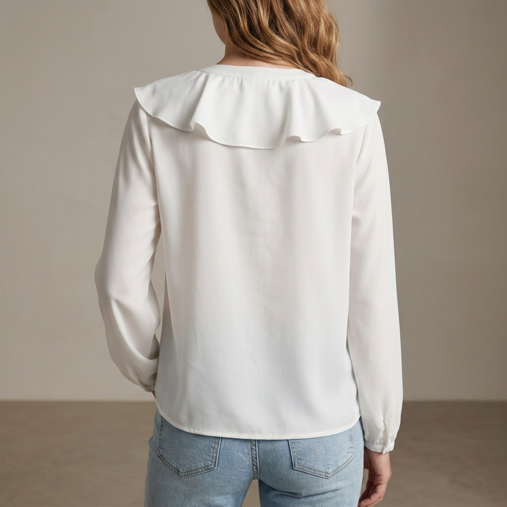 Ruffled Button Front Relaxed Fit Blouse for Women – Stylish Casual Comfort