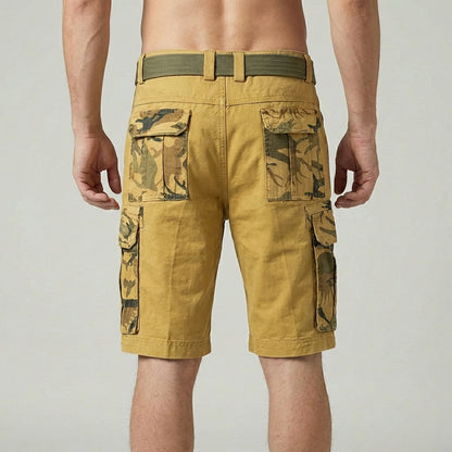 Relaxed Fit Belted Knee-Length Cargo Shorts for Men – Stylish Durable Comfort