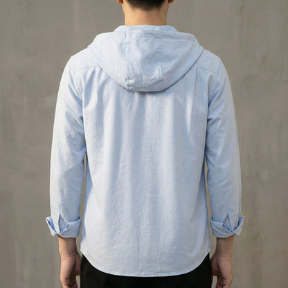 Relaxed Fit Collared Hooded Shirt for Men – Stylish & Comfortable Design
