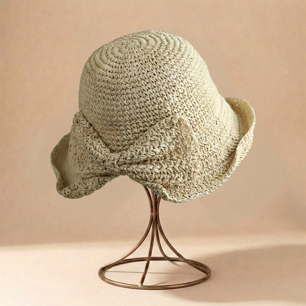 Relaxed Fit Bow Sun Hat for Women – Stylish Beach Protection