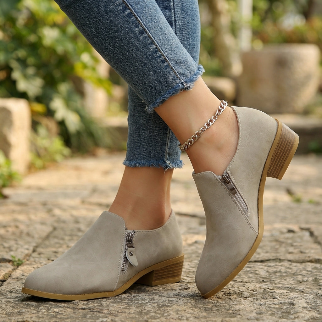 Orthopedic Side Zip Pointed Toe Ankle Boots for Women – Supportive & Comfortable Design