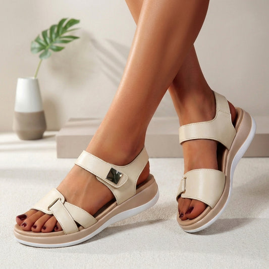 Adjustable Ankle Strap Flat Sandals for Women – Orthopedic Comfort & Support