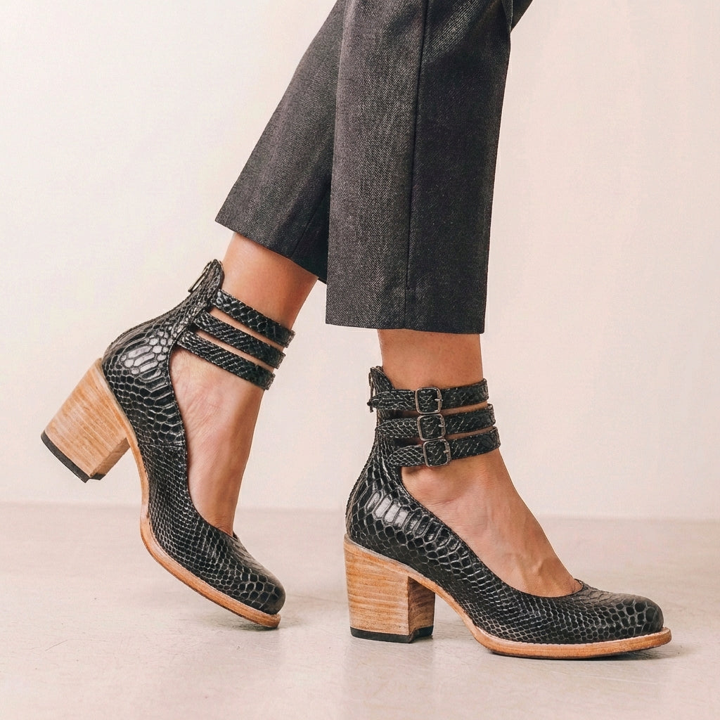 Round Toe Block Heel Ankle Boots for Women – Stylish & Supportive Design