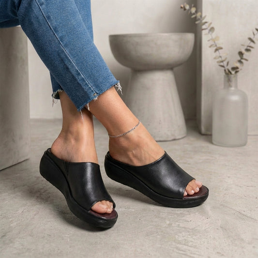 Open Toe Wedge Sandals for Women – Comfortable Stylish Slip-On