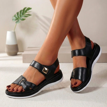 Adjustable Ankle Strap Flat Sandals for Women – Orthopedic Comfort & Support
