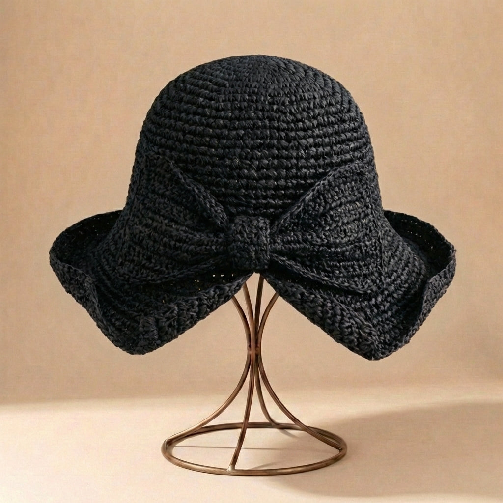 Relaxed Fit Bow Sun Hat for Women – Stylish Beach Protection