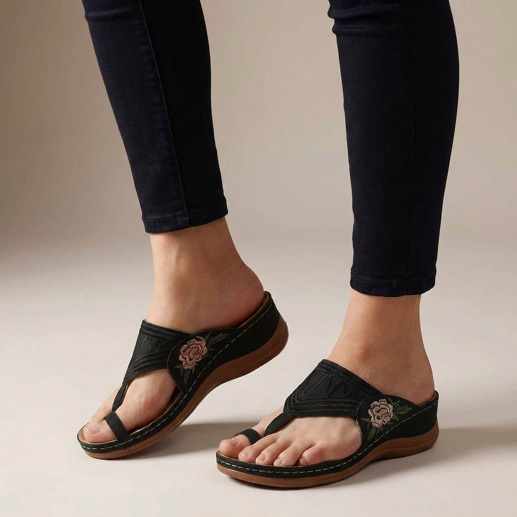 Orthopedic Toe Loop Comfort Sandals for Women – Cushioned Supportive Slip-On Walking Design