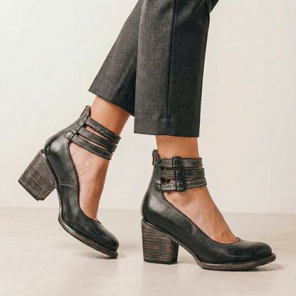 Round Toe Block Heel Ankle Boots for Women – Stylish & Supportive Design