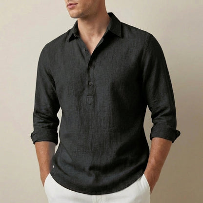 Regular Fit Collared Pop-Over Shirt for Men – Breathable Casual Comfort