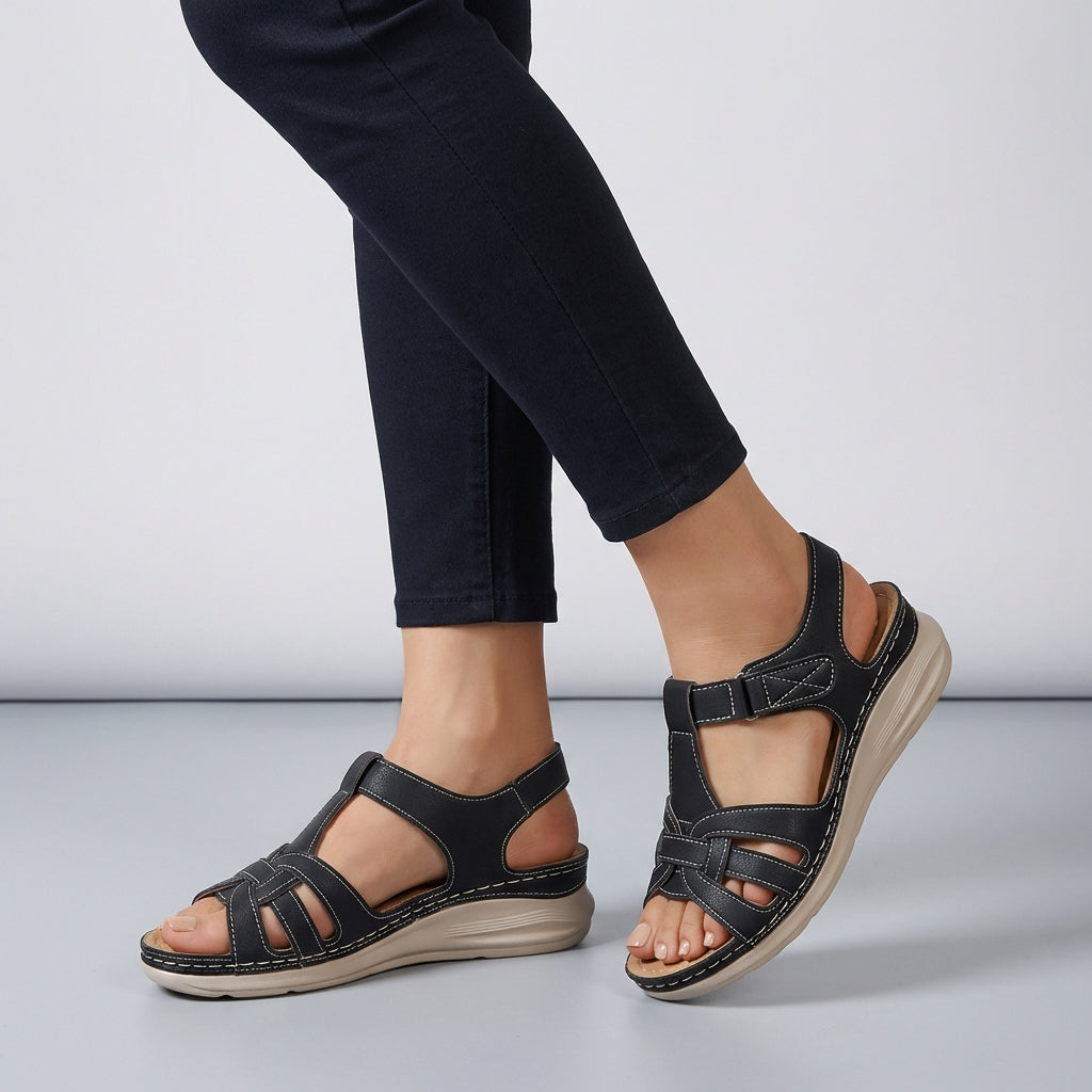 Orthopedic Cross Strap Wedge Sandals for Women – Comfortable Support & Adjustable Fit