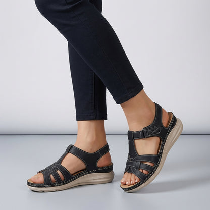 Orthopedic Cross Strap Wedge Sandals for Women – Comfortable Support & Adjustable Fit