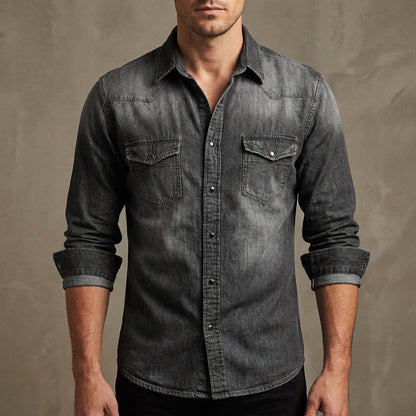 Distressed Western Yoke Shirt for Men – Casual Stylish Comfort