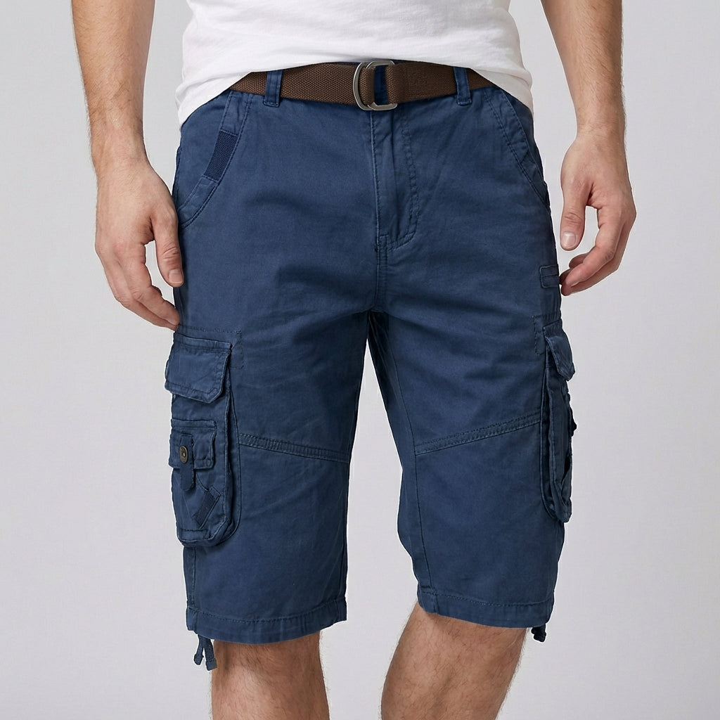 Relaxed Fit Belted Cargo Shorts for Men – Comfortable & Functional Design