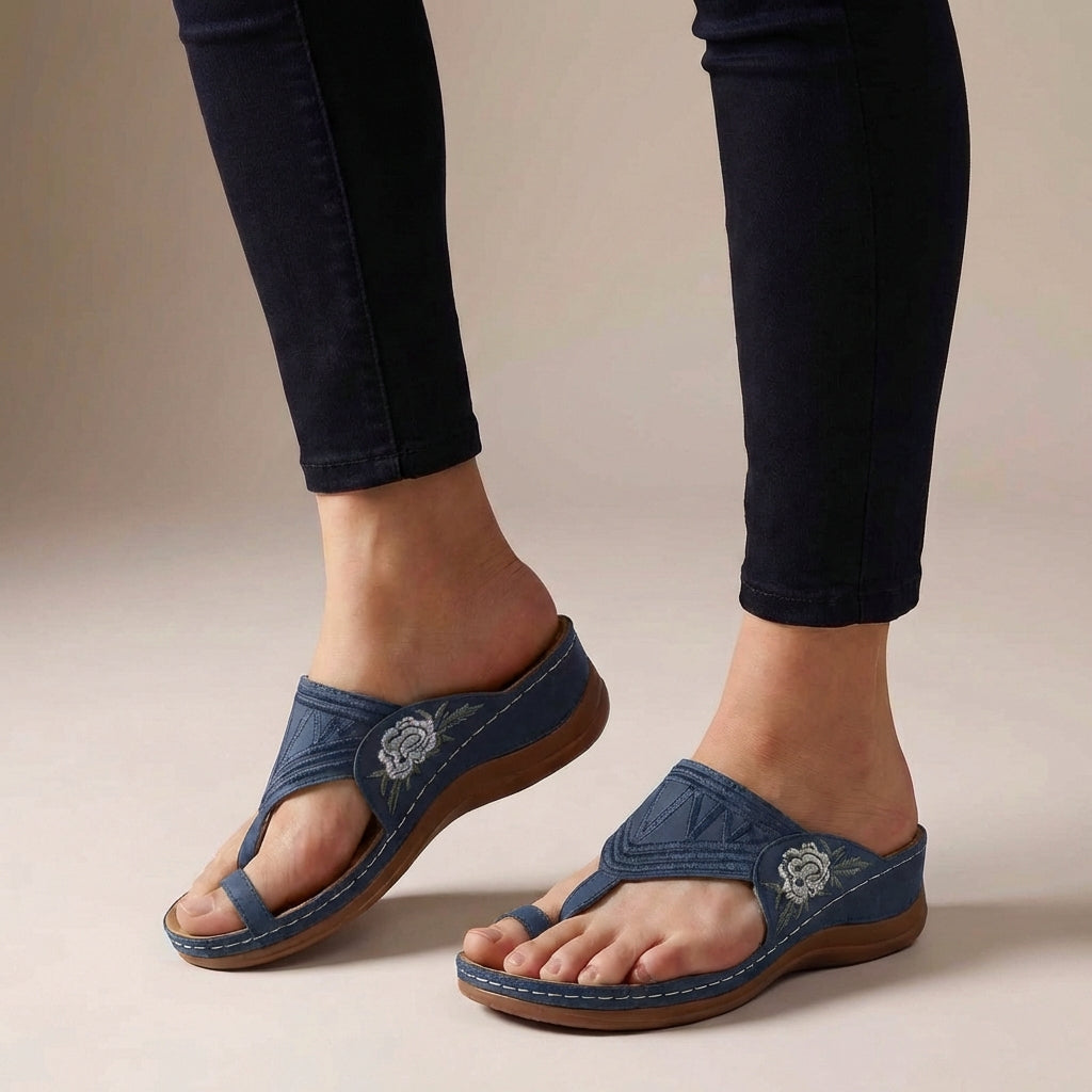 Orthopedic Toe Loop Comfort Sandals for Women – Cushioned Supportive Slip-On Walking Design