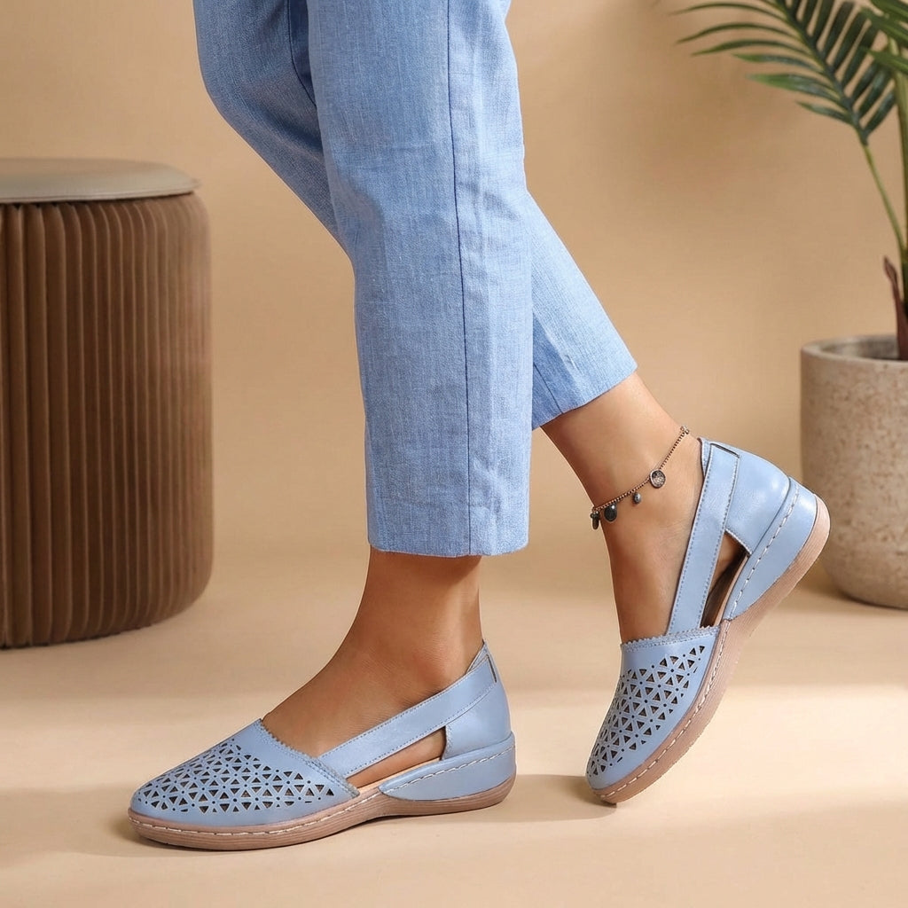 Orthopedic Perforated Wedge Sandals for Women – Supportive Comfort & Style