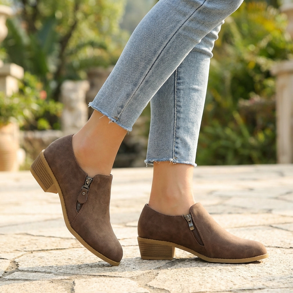 Orthopedic Side Zip Pointed Toe Ankle Boots for Women – Supportive & Comfortable Design