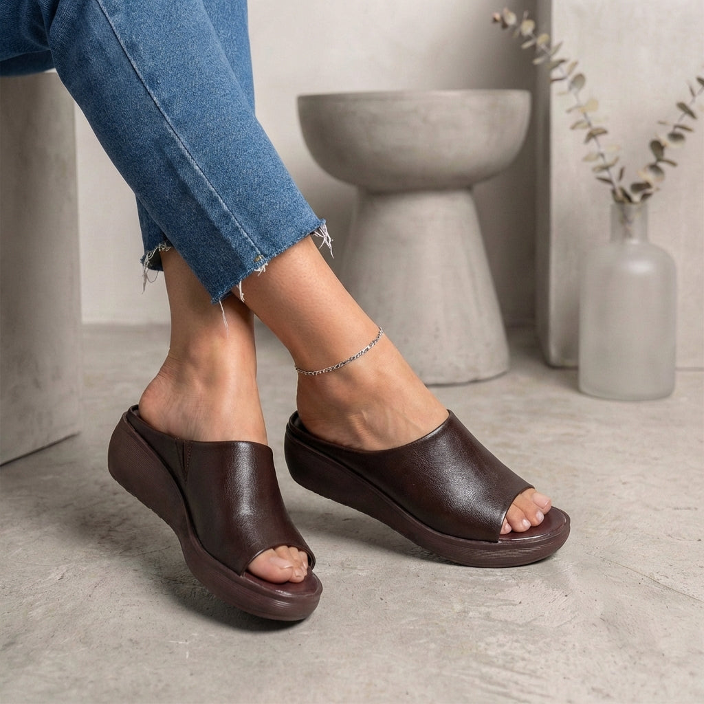 Open Toe Wedge Sandals for Women – Comfortable Stylish Slip-On