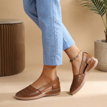 Orthopedic Perforated Wedge Sandals for Women – Supportive Comfort & Style