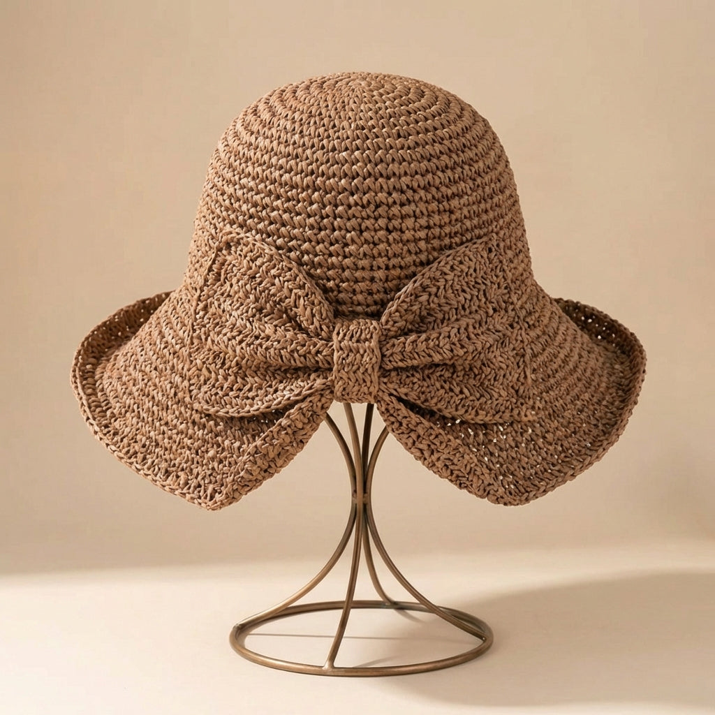 Relaxed Fit Bow Sun Hat for Women – Stylish Beach Protection