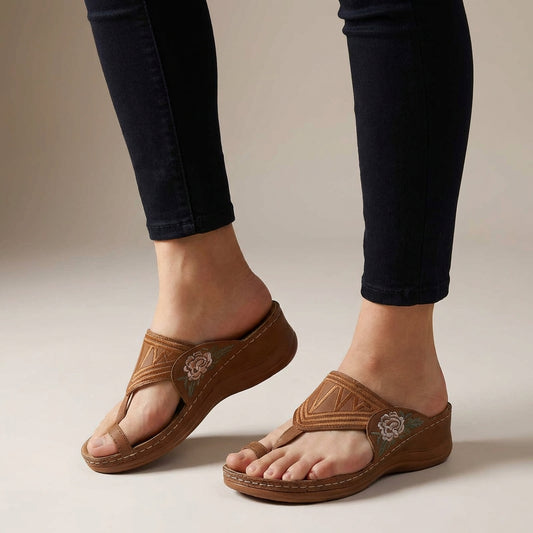 Orthopedic Toe Loop Comfort Sandals for Women – Cushioned Supportive Slip-On Walking Design