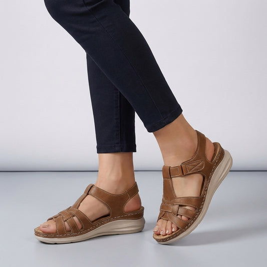 Orthopedic Cross Strap Wedge Sandals for Women – Comfortable Support & Adjustable Fit