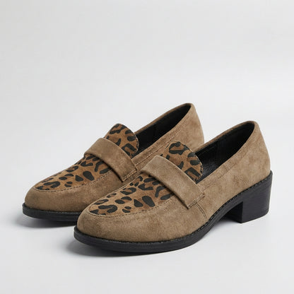 Orthopedic Strap Detail Leopard Print Block Heel Loafers for Women – Supportive Stylish Comfort